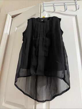 Girls' Black Sleeveless Chiffon High-Low Dress